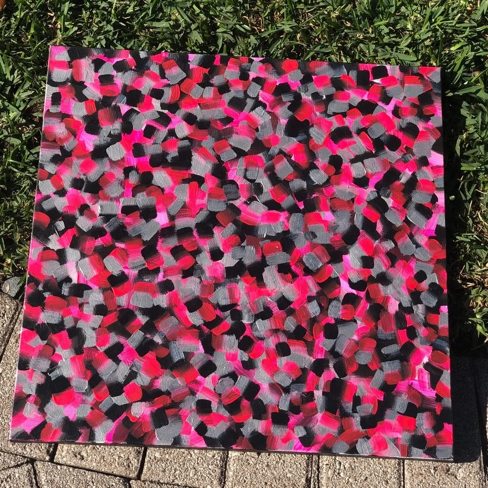 HANDCRAFTED CONFETTI ABSTRACT ART PINK, BLACK, SILVER